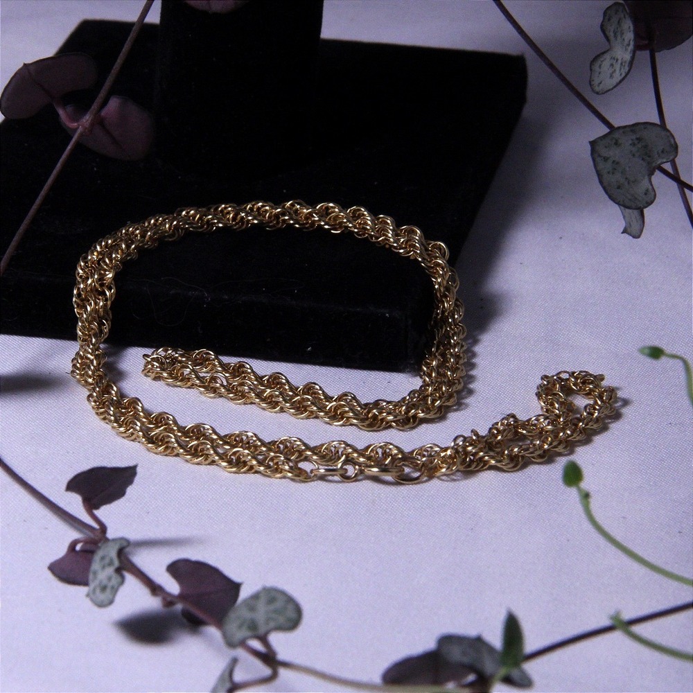 Vintage 14k Gold Filled Rope Chain Necklace 20 Inch 2mm Twisted Link Jewelry